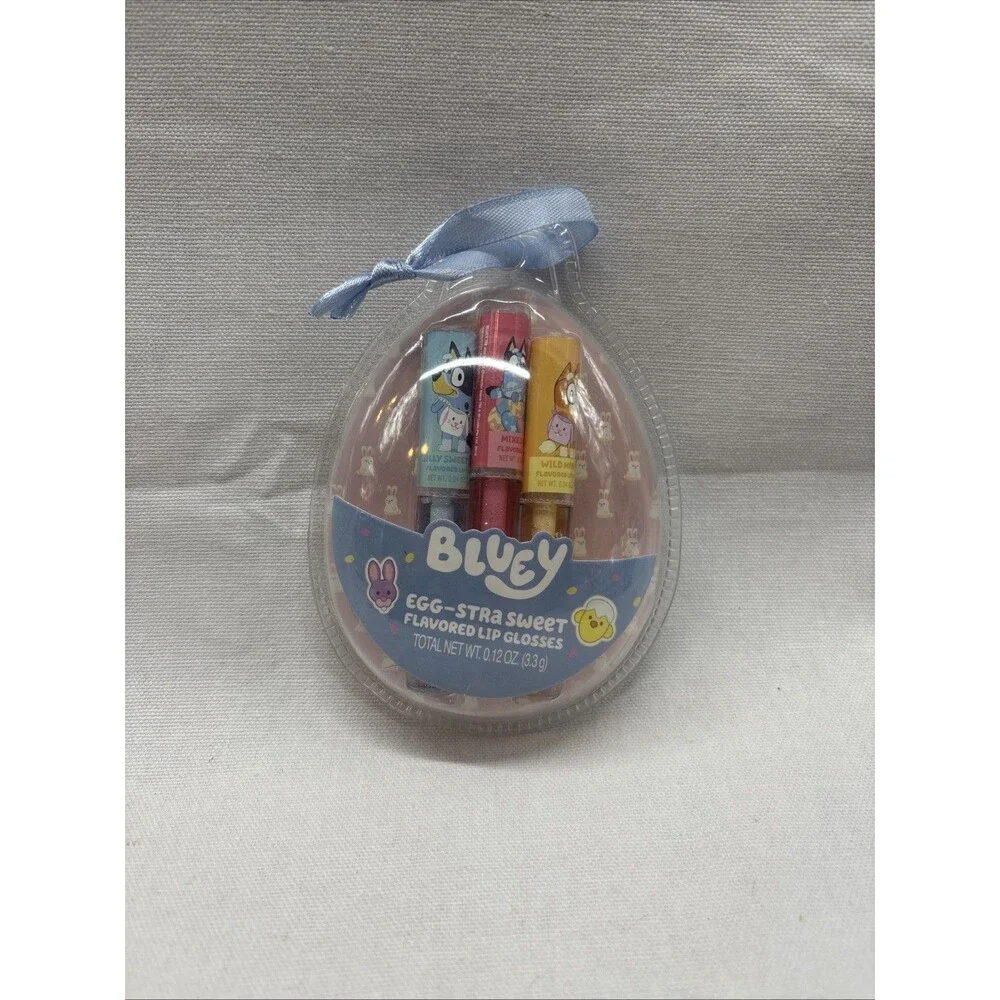 Bluey Egg-Stra Sweet Flavored Lip Gloss Set 3 Ct Easter New Shelf Wear